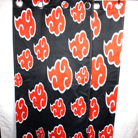 Naruto Akatsuki Logo Red & Black Pair Blackout Window Curtain Panels - Picture 2 of 6